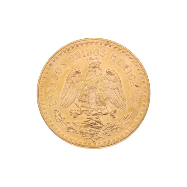 Moneda de cincuenta pesos oro mexicano 21.6 kilates.