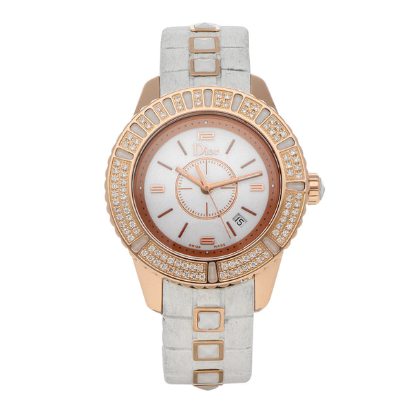 Reloj Dior para dama modelo Christal caja en oro rosa 18 kilates.