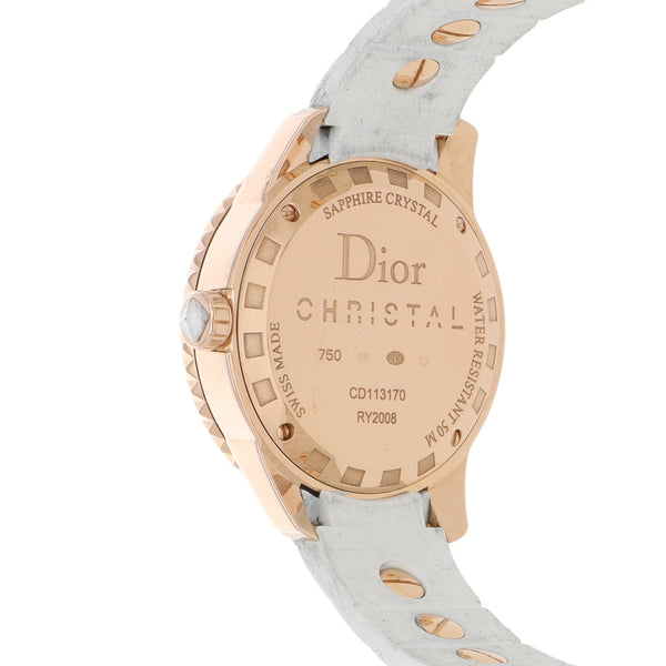 Reloj Dior para dama modelo Christal caja en oro rosa 18 kilates.