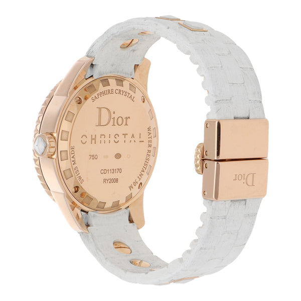 Reloj Dior para dama modelo Christal caja en oro rosa 18 kilates.