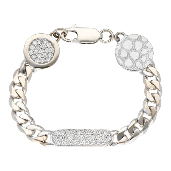 Pulsera para niña eslabón combinado con diamanates en oro blanco 18 kilates.