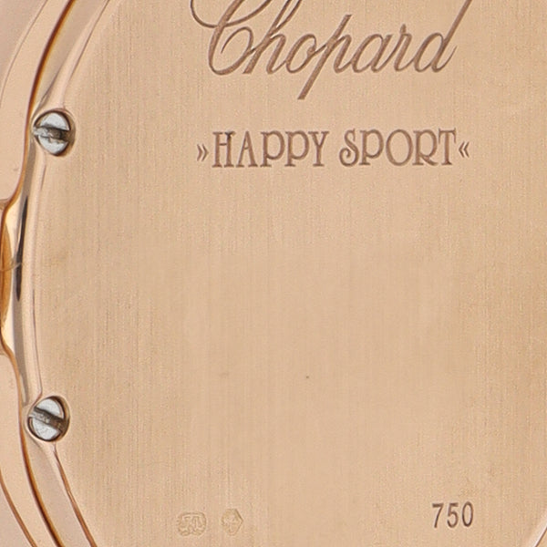 Reloj Chopard para dama modelo Happy Sport en oro rosa 18 kilates.