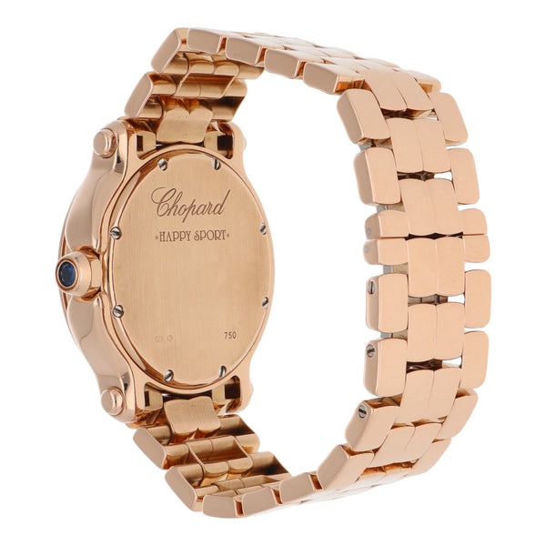 Reloj Chopard para dama modelo Happy Sport en oro rosa 18 kilates.