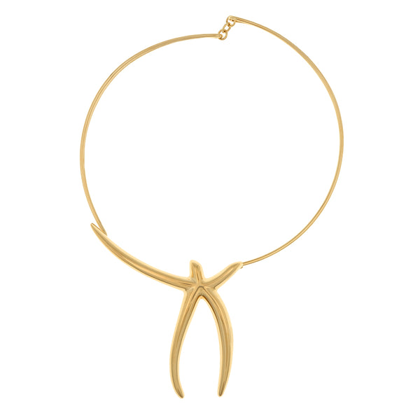 Gargantilla eslabón tubular con colgante firma Tiffany & Co colección Elsa Peretti en oro amarillo 18 kilates.