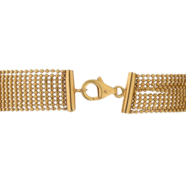 Pulsera de eslabón boleado diez hilos en oro amarillo 14 kilates.