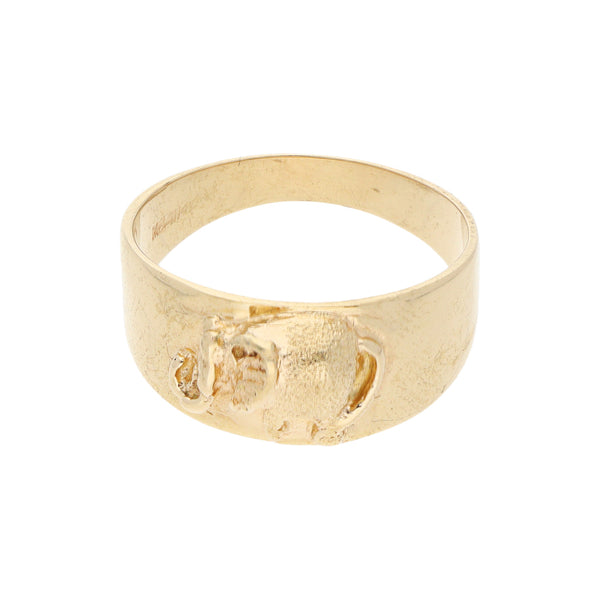 Anillo estilizado motivo elefante en oro amarillo 14 kilates.