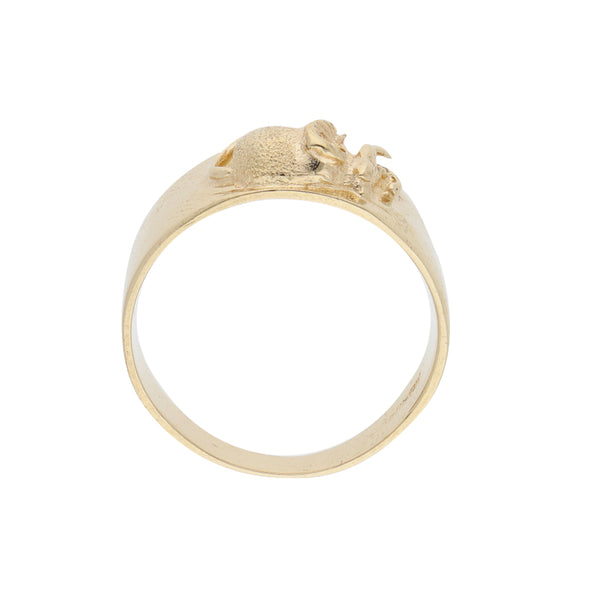 Anillo estilizado motivo elefante en oro amarillo 14 kilates.