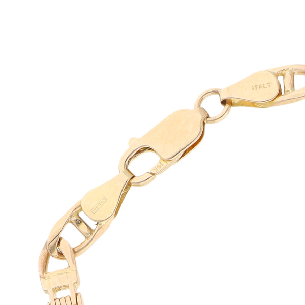 Pulsera eslabón combinado en oro amarillo 14 kilates.