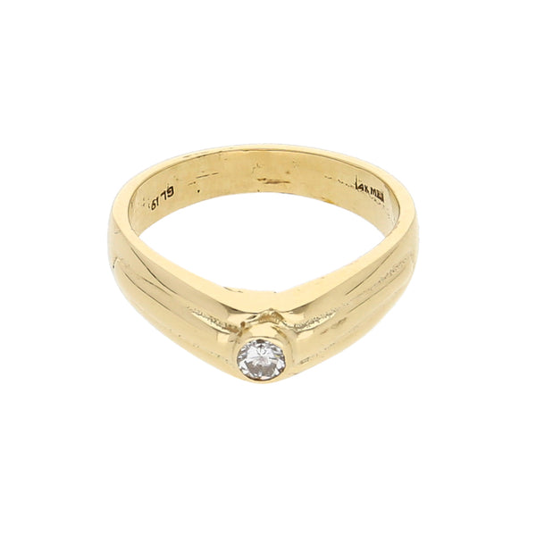 Anillo solitario con diamante en oro amarillo 14 Kilates.