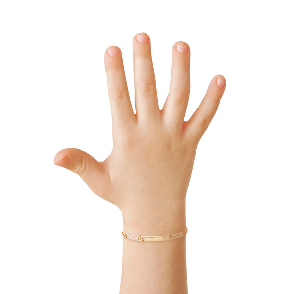 Pulsera para niño eslabón combinado en oro amarillo 14 kilates.