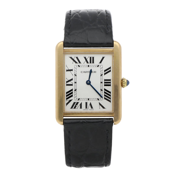 Reloj Cartier para caballero modelo Tank Solo caja en oro amarillo 18 kilates.