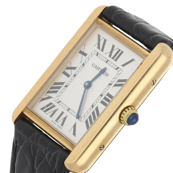 Reloj Cartier para caballero modelo Tank Solo caja en oro amarillo 18 kilates.