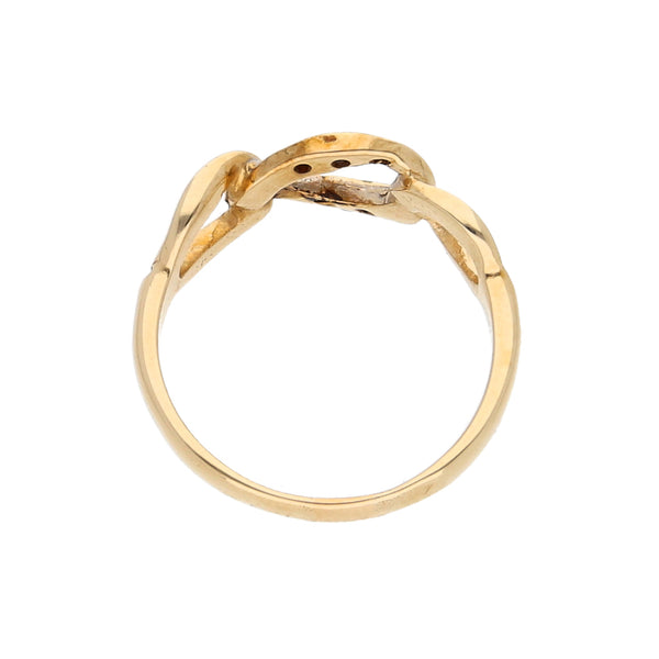 Anillo calado con circonias en oro amarillo 14 kilates.