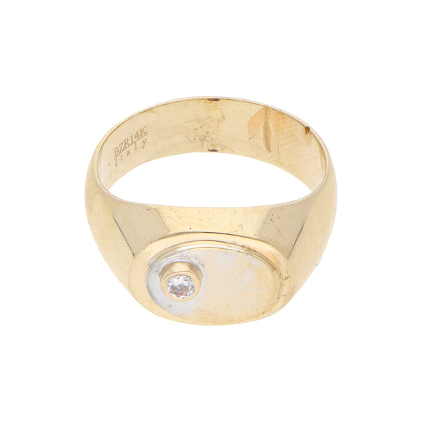 Anillo diseño especial con circonia en oro amarillo 14 kilates.