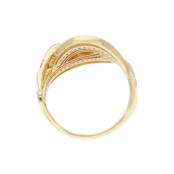 Anillo calado con circonias en oro amarillo 14 kilates.