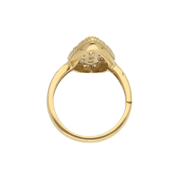 Anillo diseño especial con circonias en oro amarillo 14 kilates.