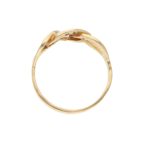 Anillo calado con circonias en oro amarillo 14 kilates.