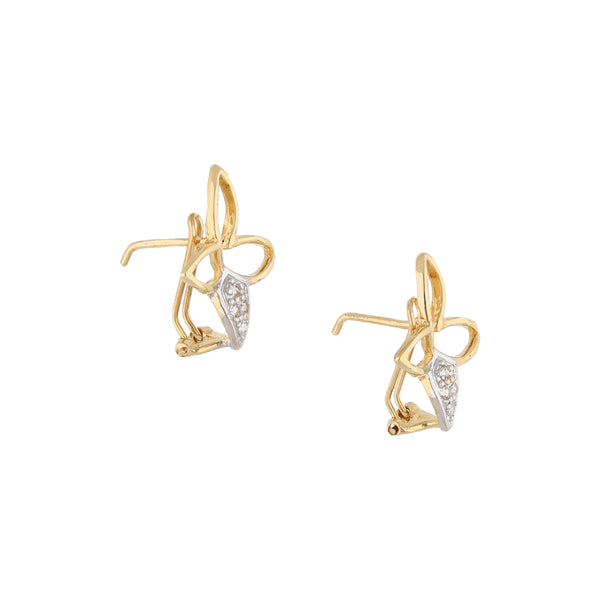 Aretes calados motivo mariposa con circonias en oro amarillo 14 kilates.