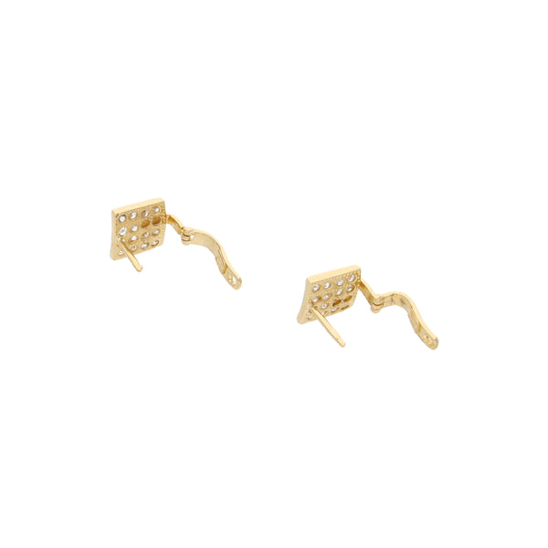 Aretes diseño especial con circonias en oro amarillo 14 kilates.