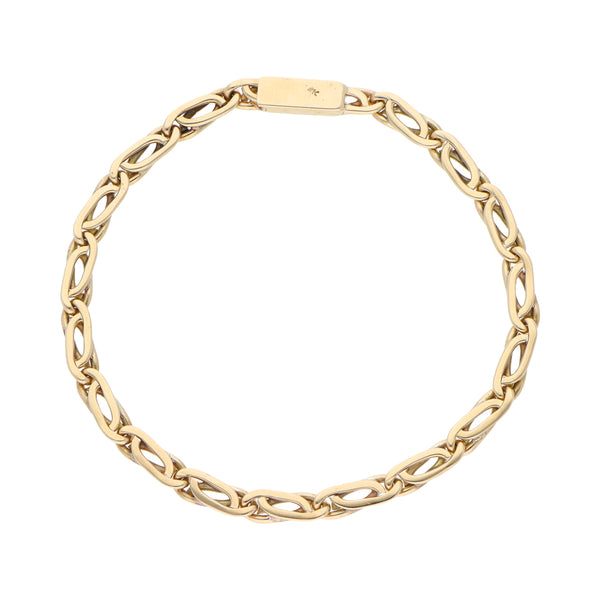 Pulsera eslabón nudo egipcio en oro amarillo 14 kilates.