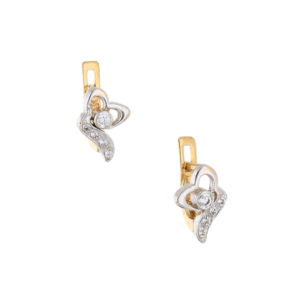 Aretes calados con circonias en oro amarillo 14 kilates.