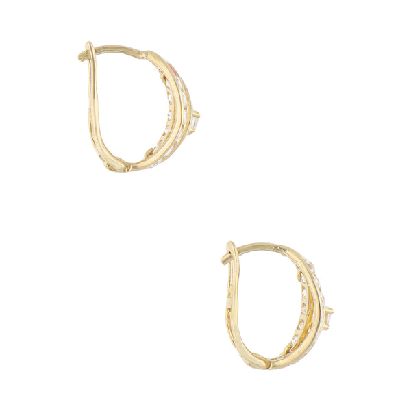 Aretes calados con circonias en oro amarillo 14 kilates.