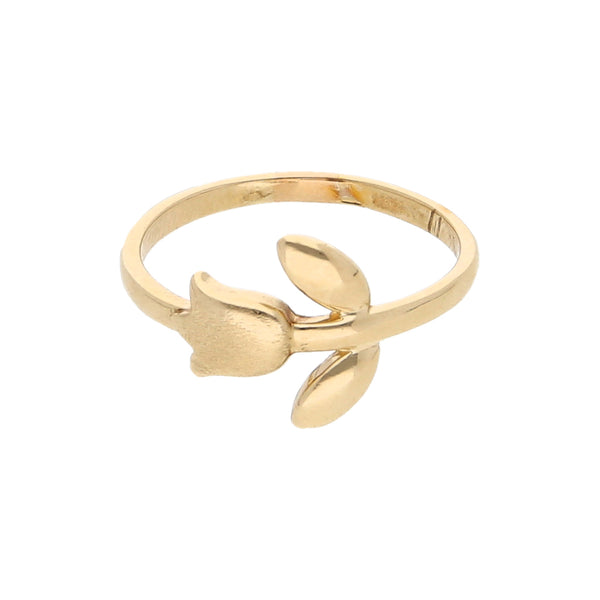 Anillo diseño especial motivo floral en oro amarillo 14 kilates.