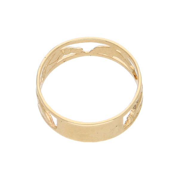 Anillo calado motivo delfines en oro amarillo 14 kilates.