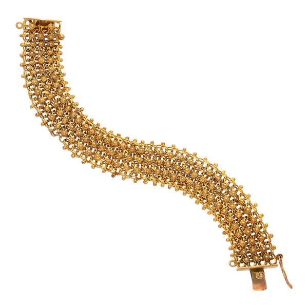 Pulsera eslabón encontrado doble en oro amarillo 8 kilates.