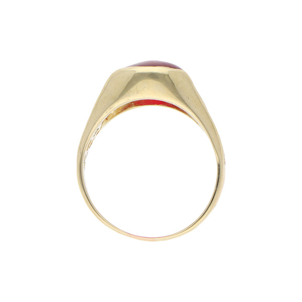 Anillo calado con sintético en oro amarillo 14 kilates.