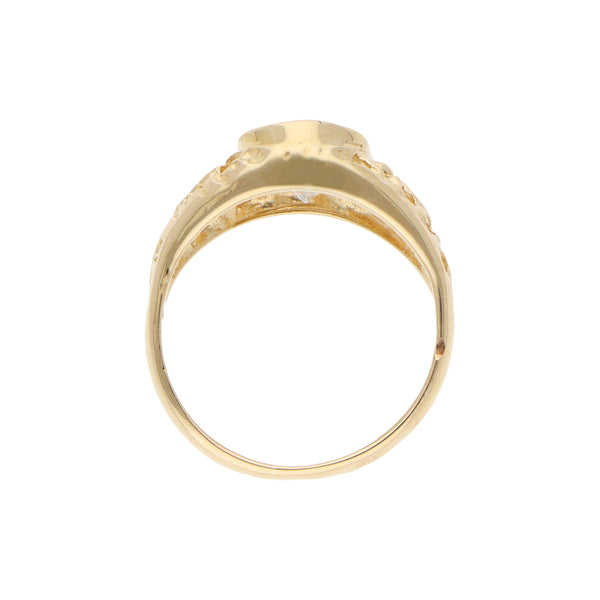 Anillo calado con sintético en oro amarillo 14 kilates.