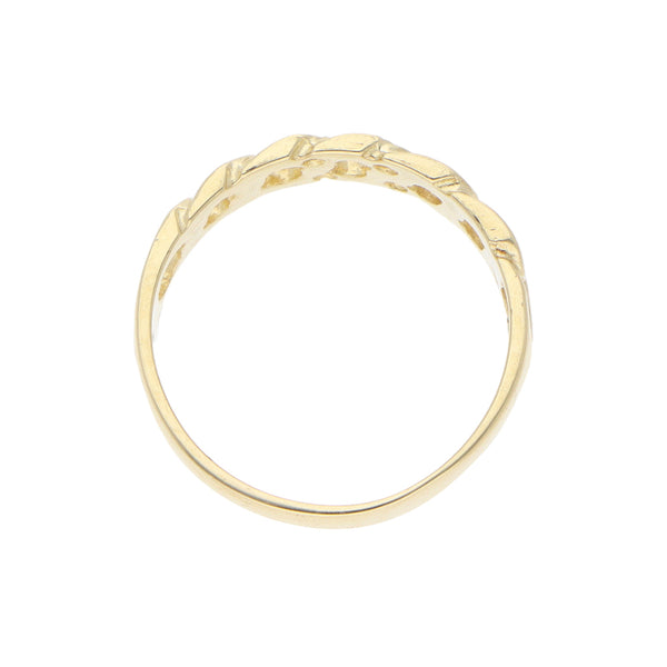 Anillo calado con circonias en oro amarillo 14 kilates.