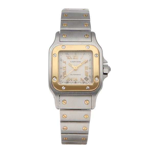 Reloj Cartier para dama modelo Santos Galbée vistas en oro amarillo 18 kilates.