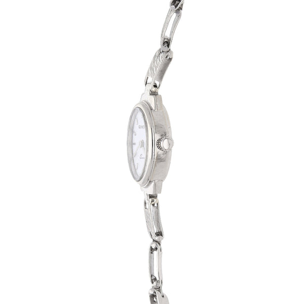 Reloj Geneve para dama en oro blanco 14 kilates.