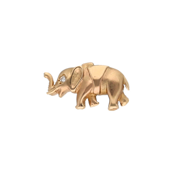 Dije diseño especial motivo elefante con circonia en oro amarillo 14 kilates.