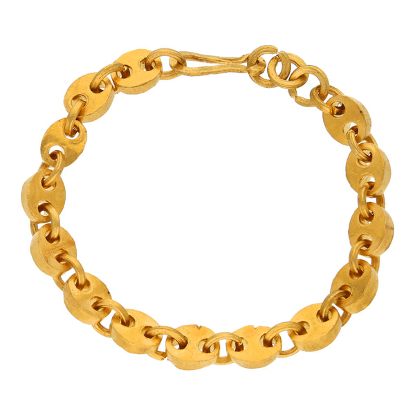 Pulsera eslabón combinado en oro amarillo 24 kilates.