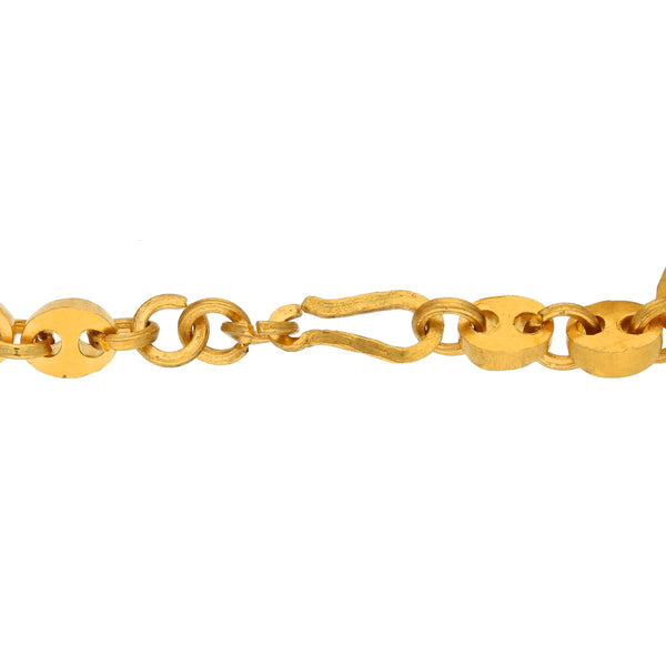 Pulsera eslabón combinado en oro amarillo 24 kilates.