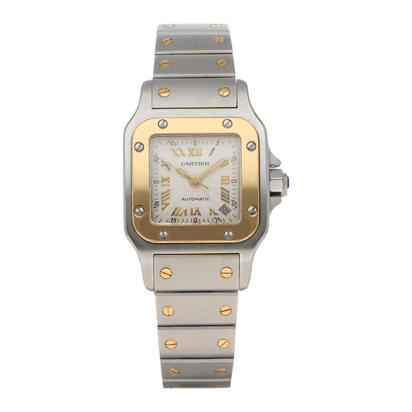 Reloj Cartier para dama modelo Santos Galbee vistas en oro amarillo 18 kilates.