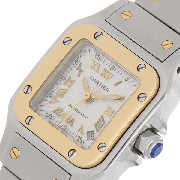 Reloj Cartier para dama modelo Santos Galbee vistas en oro amarillo 18 kilates.