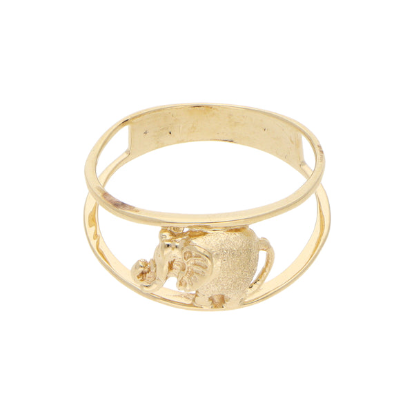 Anillo calado motivo elefante en oro amarillo 14 kilates.