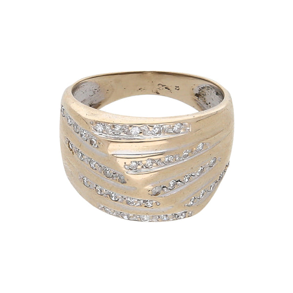 Anillo diseño especial con diamante en oro dos tonos 18 kilates