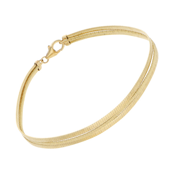 Pulsera de tres hilos en oro amarillo 14 kilates.