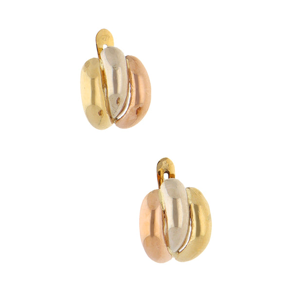 Aretes laminados en oro tres tonos 18 kilates.