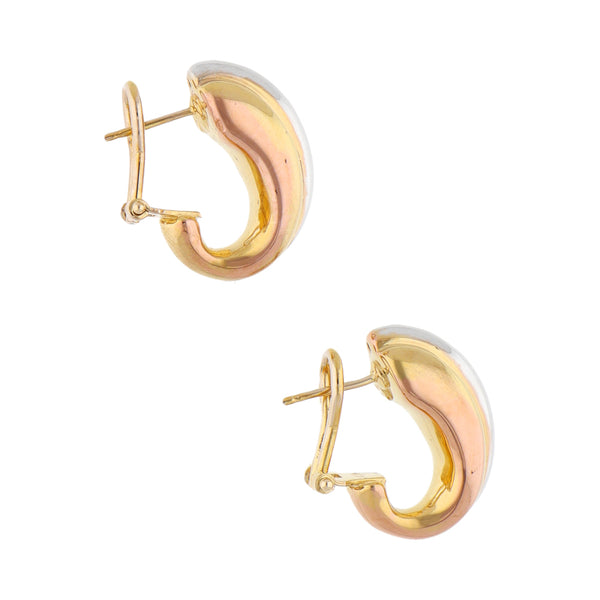 Aretes huecos en oro dos tonos 14 kilates.