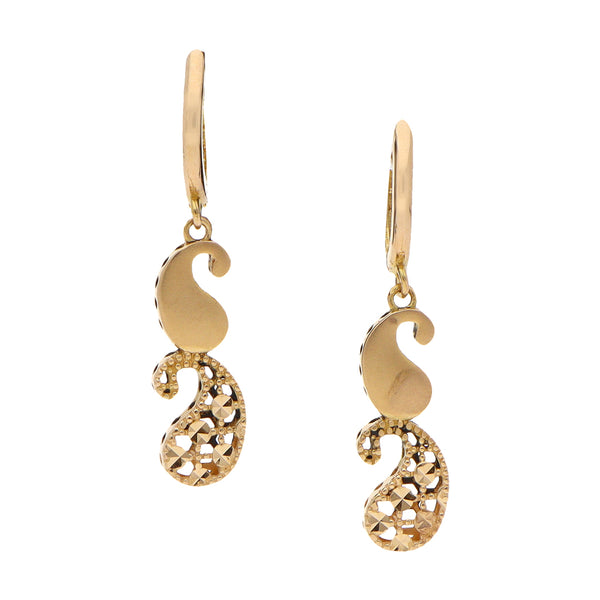 Aretes articulados con colgantes en oro amarillo 18 kilates.