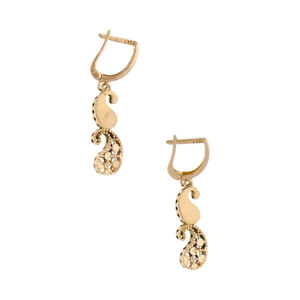 Aretes articulados con colgantes en oro amarillo 18 kilates.