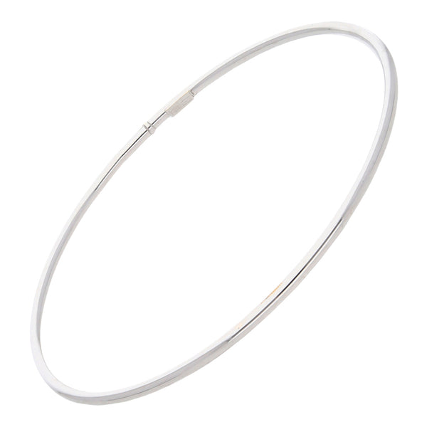 Pulsera de arillo hueca en oro blanco 14 kilates.