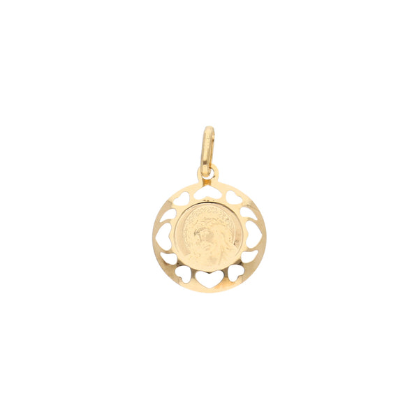 Medalla calada motivo Divino Rostro en oro amarillo 14 kilates.