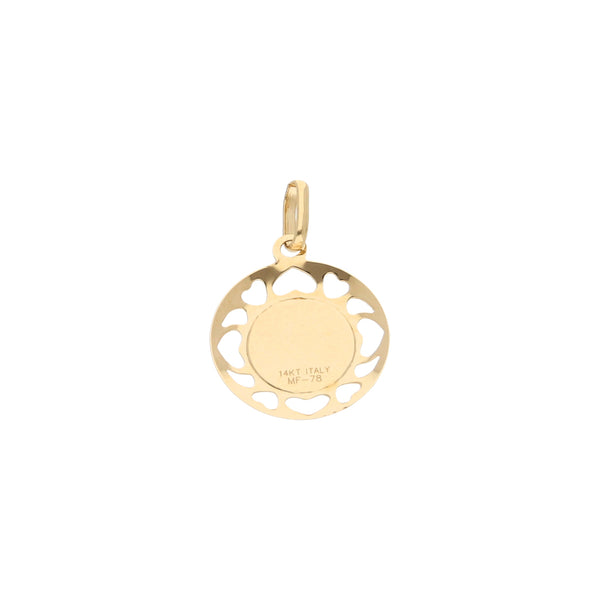 Medalla calada motivo Divino Rostro en oro amarillo 14 kilates.
