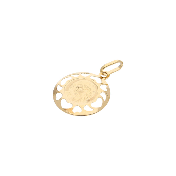Medalla calada motivo Divino Rostro en oro amarillo 14 kilates.